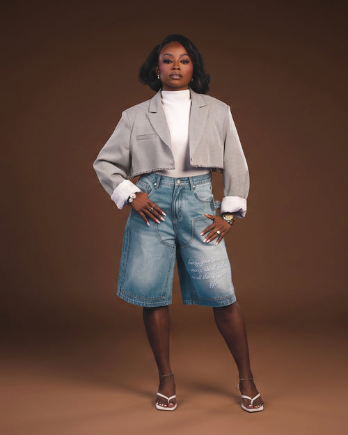"GOODNESS & MERCY" Jean Shorts