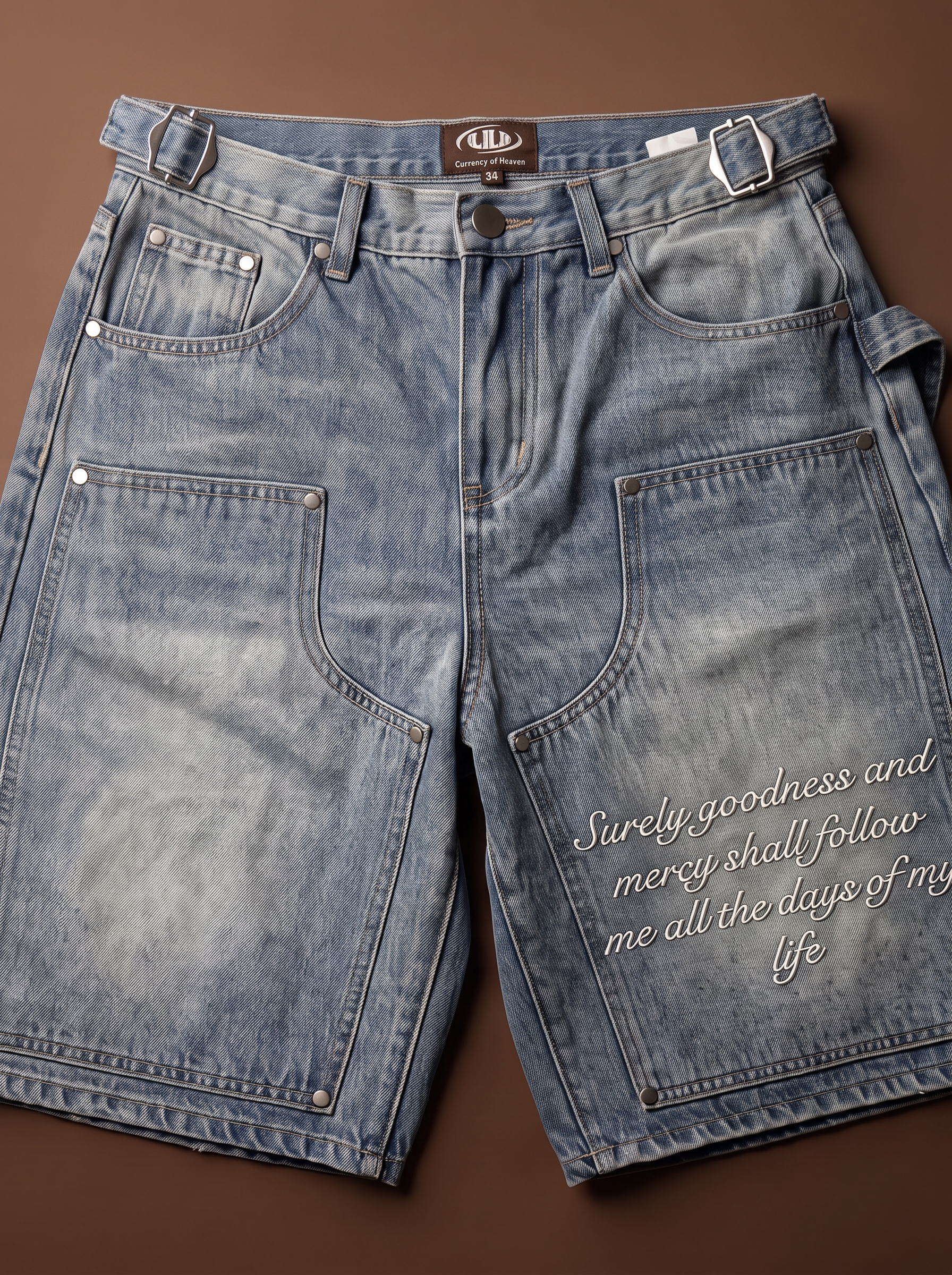 "GOODNESS & MERCY" Jean Shorts